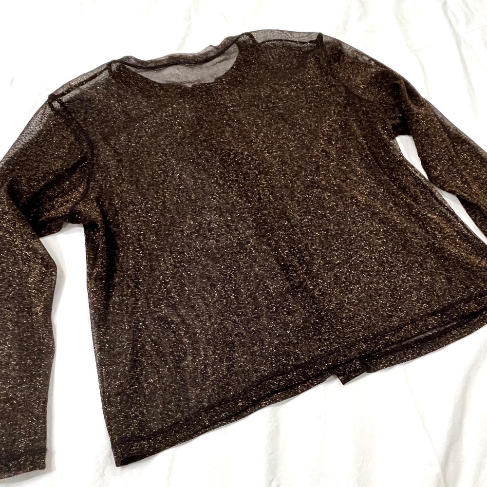 Sheer Copper-Colored Evening Wear Shirt with Sparkle